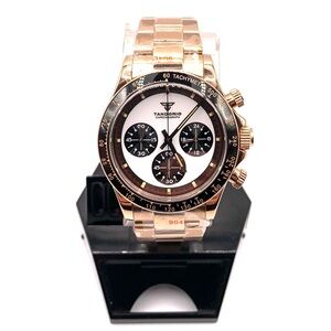 Men’s Rose Gold Quartz Chronograph Rolex Panda Homage